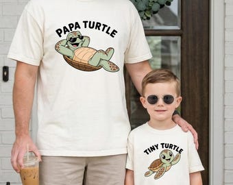 Papa Turtle Matching Shirts ,Dad and Son Fathers Day Gift