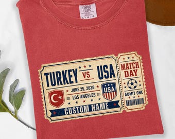 Turkey USA Soccer Shirt, Custom Match Day Ticket, United States Gameday