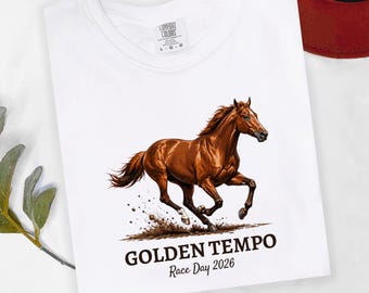 Golden Tempo Shirt, Horse Racing Race Day Graphic, Horse Lover Gift