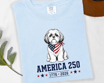 America 250 Shih Tzu Tee, Patriotic Dog Lover Gift, 1776 2026 USA Design