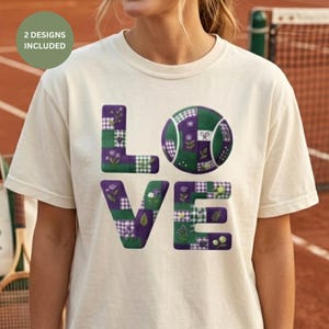 Diseño PNG de sublimación de tenis. Camiseta de tenis estilo preppy con diseño patchwork. Camiseta gráfica moderna. Descarga digital.