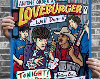 Quelqu’un commande un Loveburger ? Bien joué! - Can’t Hardly Wait Band - Affiche 3D Gig avec lunettes - Édition limitée numérotée