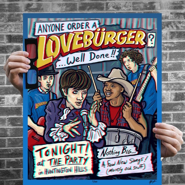 LOVEBÜRGER - Can't Hardly Wait Band - 3D Movie Poster with Glasses - Limited Artist Proof