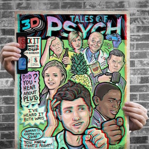 3D Tales of PSYCH - 3D Poster with Glasses - Signed Archival Anaglyph Illustration Print