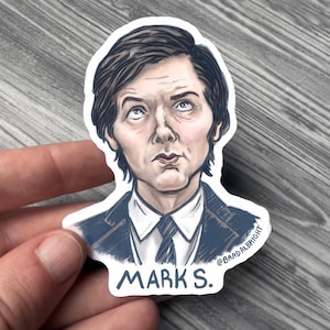 Severance Mark S. Stickers - Adam Scott Portrait Illustration - Waterproof Decals - FREE US SHIPPING