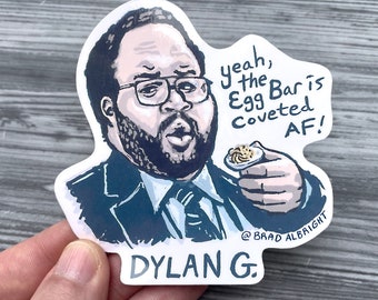 Severance Dylan G. Egg Bar Stickers - Zach Cherry Portrait Illustration - Waterproof Decals - FREE US SHIPPING