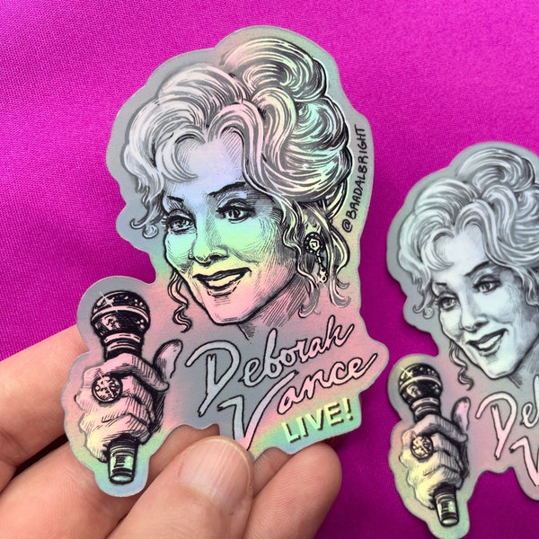 Deborah Vance Live! - Hacks Sticker Illustration - Metallic Rainbow Foil Decals