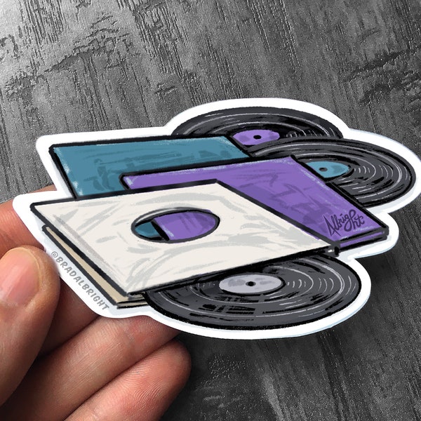 Stack of Vinyl Records - Audiophile Music Sticker - Water Resistant Decal - FREE Shipping