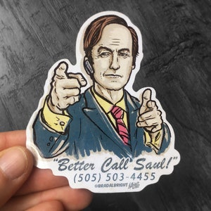 Saul Goodman Portrait Sticker - Hand Drawn Illustration - Water Resistant Decal - FREE Shipping