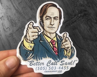 Saul Goodman Portrait Sticker - Hand Drawn Illustration - Water Resistant Decal - FREE Shipping