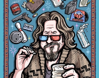 The Dude Abides - Poster 3D avec des lunettes - Grande illustration anaglyphe 3D Lebowski - Édition limitée