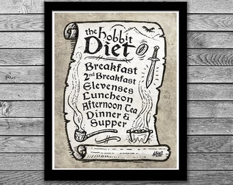 Hobbit Diet - Lord of the Rings Menu - 11x14 Art Print