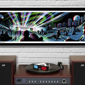 Aurora Boreal Lawn Seats -  3D Panoramic Concert Poster with Red/Blue Glasses - 11.75x36 - Signed Limited Edition Art Print - Ready to Frame