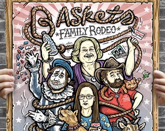 Baskets Family Rodeo - Affiche illustrée en édition limitée - Signée par l'artiste