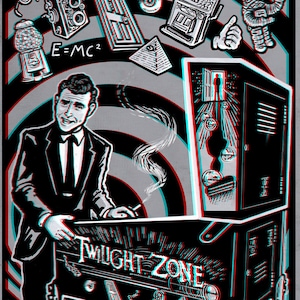You're Now Entering The Pinball Zone - 3D Poster with Glasses - Signed & Numbered Archival Anaglyph Illustration Print