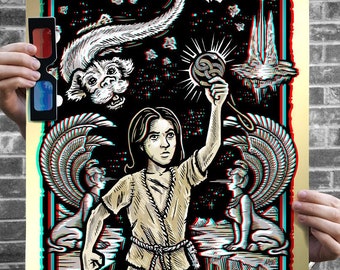 Atreyu Neverending - Affiche 3D avec lunettes - Illustration d’anaglyphes 3D - Signé par l’artiste