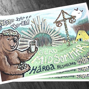 Poster Ours Midsommar - Tirage d'archives en édition limitée - Hoha, heureux Milieu !