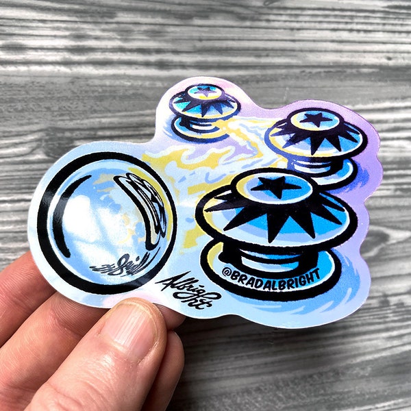 Pinball Pop Bumpers Metallic Sticker Decal - Pinball Machine Art - FREE US SHIPPING