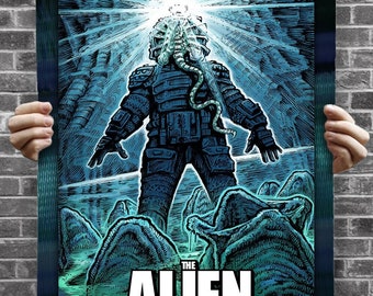The Alien Thing - Illustration d'affiche mashup - Impression d'archives 3D et 2D numérotée et signée