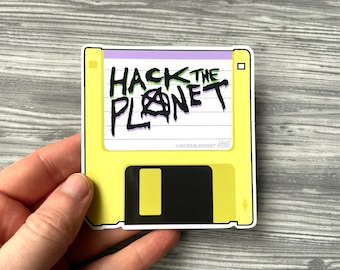 Hack The Planet Floppy Disk - Stickers & Magnets - Life Size Hackers Floppy Disk - FREE US SHIPPING