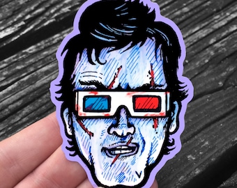 Groovy! Evil Dead Ash Williams with 3D Glasses - Sticker - Weatherproof Decal - FREE US Shipping