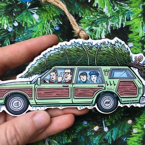 Griswold Family Vacation Car - Christmas Ornament - Hand-Drawn Wood Ornament