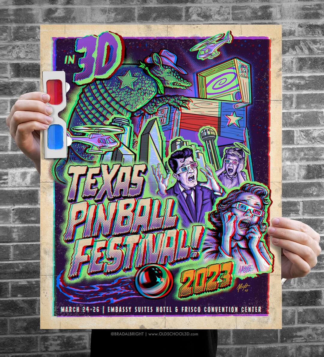 Texas Pinball Festival 2023 Official 3D Show Poster With Glasses