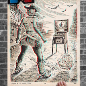 Shootout At The Arcade Corral - Flipper Kunst - Limitierte Nummerierte Edition Flipper Poster
