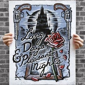 Póster de La Torre Oscura / El Pistolero - Stephen King - Póster con ilustración de cita literaria - Firmado por el artista