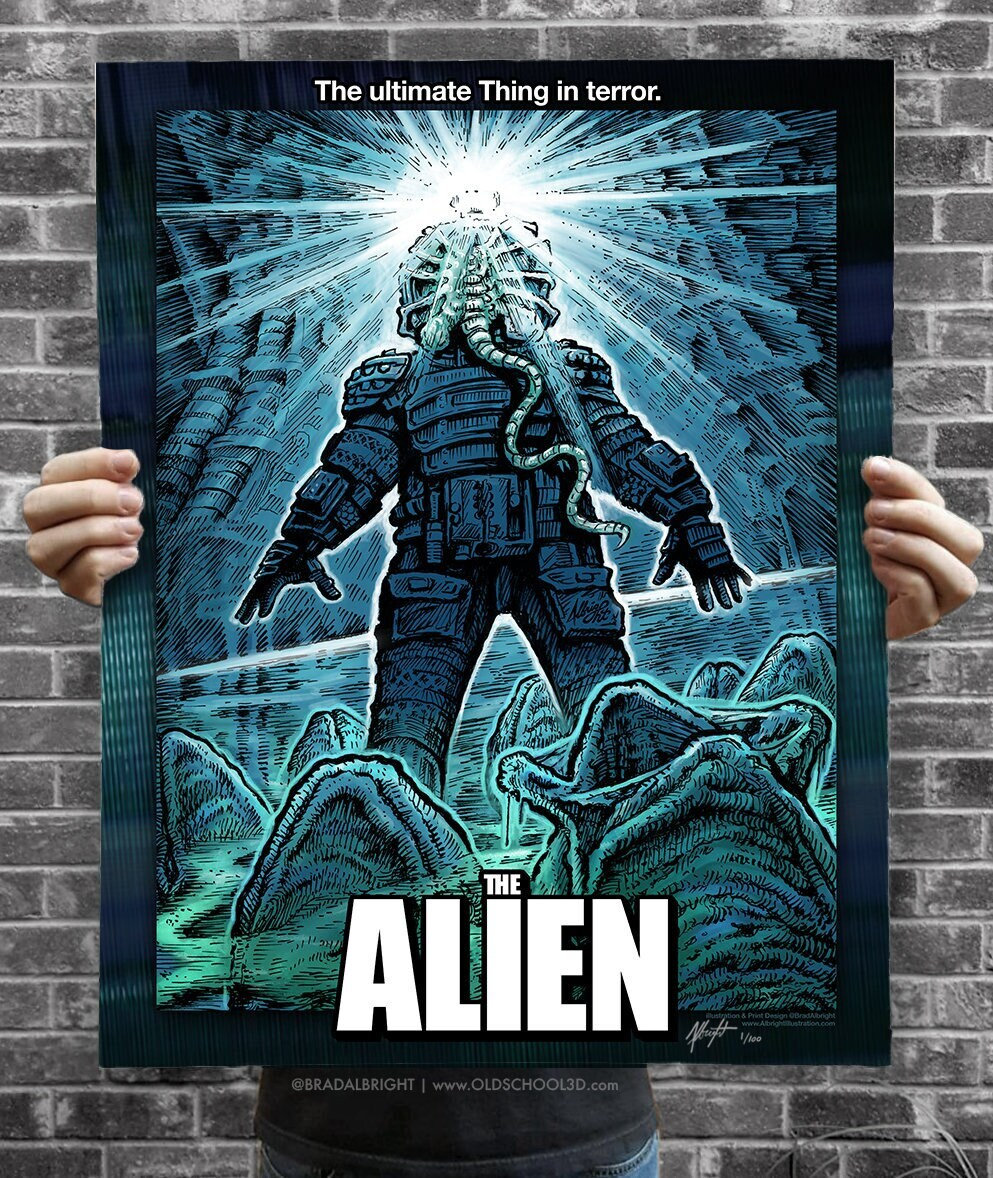 The Alien Thing Mashup Poster Illustration 3D and 2D - Etsy