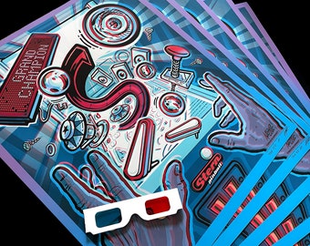 Affiche 3D Stern Pinball avec lunettes - Preuve d'artiste