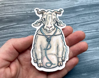Goat Cookie Jar Sticker Illustration - Waterproof Decals & Flexible Magnets - FREE US SHIPPING