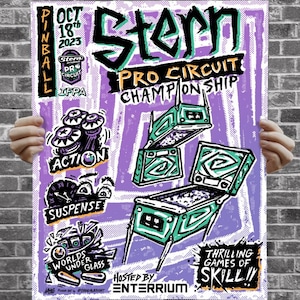 Stern Pinball Pro Circuit Championship - Artist Proof - Metallic Pearl Pinball Poster Art