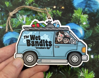 Wet Bandits Home Alone Christmas Ornament - Hand Drawn Wood Ornament