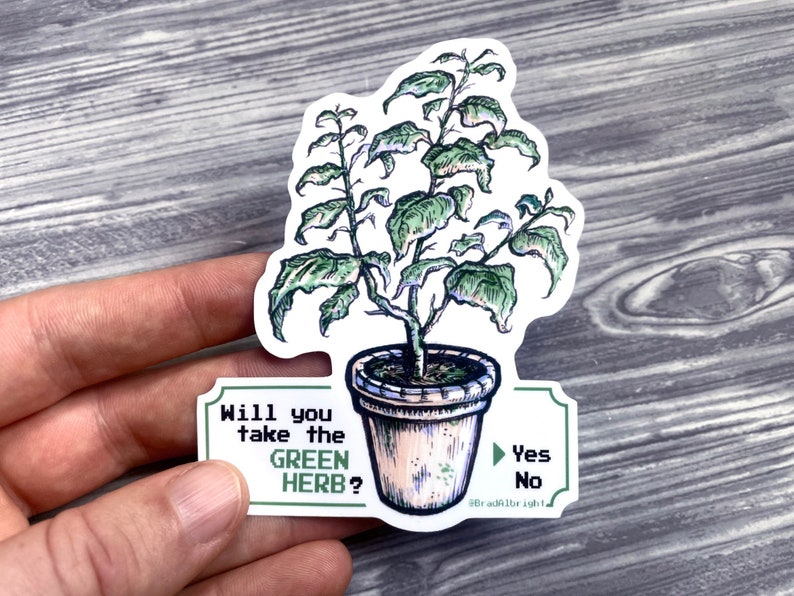 Will You Take The Green Herb Res. Evil Herb Stickers & Magnets image 1