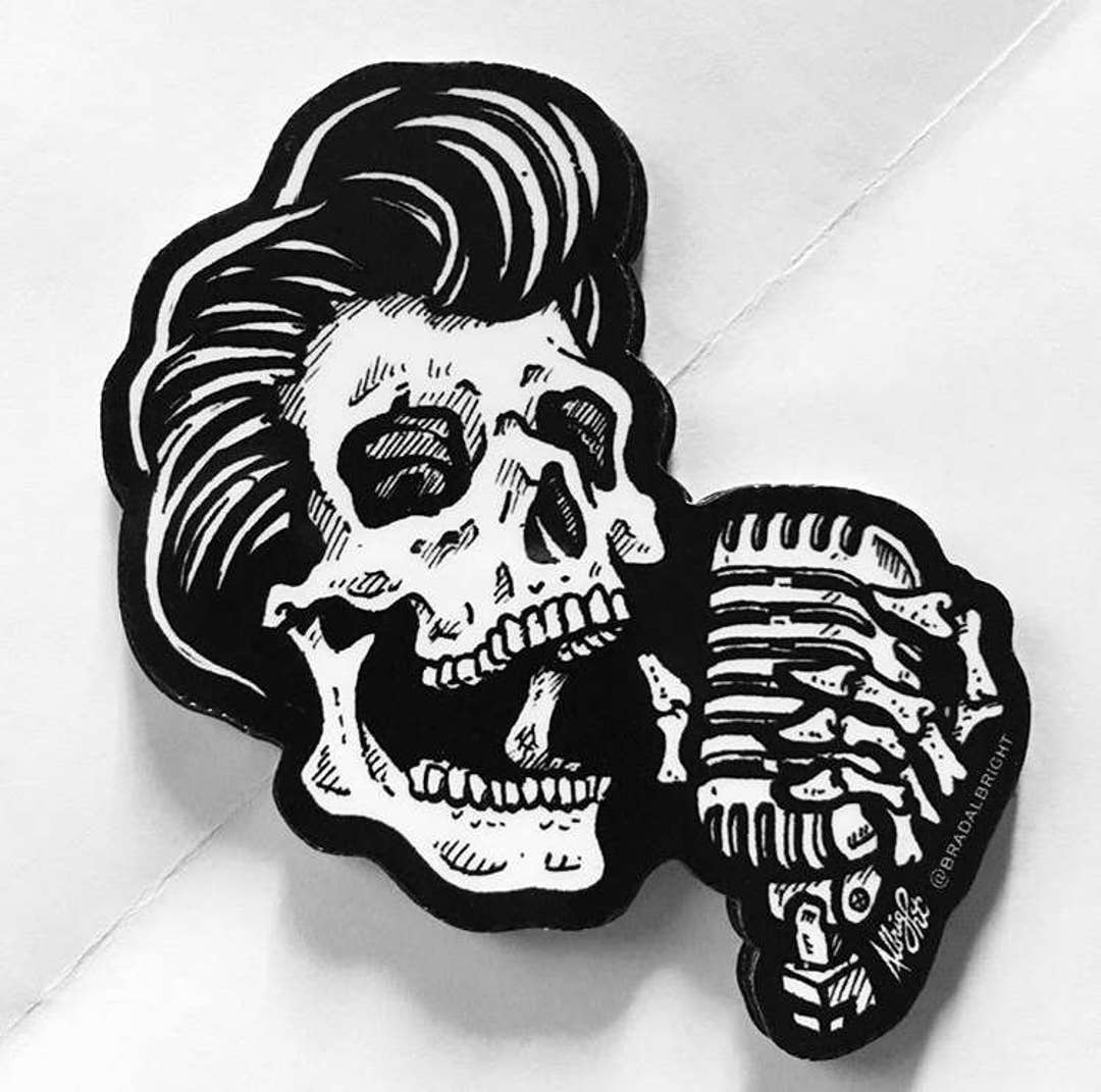Greaser Rockabilly Skull Sticker Decal Skull Singer With Vintage Microphone  FREE US SHIPPING - Etsy New Zealand