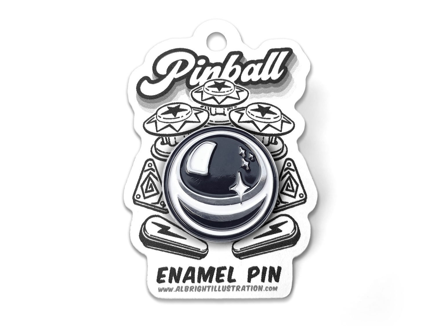 Pinball Lapel Pin - Nickel & Enamel Pin Collectible Arcade Pinball Art
