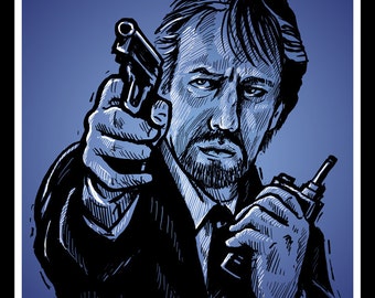 Die Hard Villain Hans Gruber - Alan Rickman Portrait Illustration - Archival Print