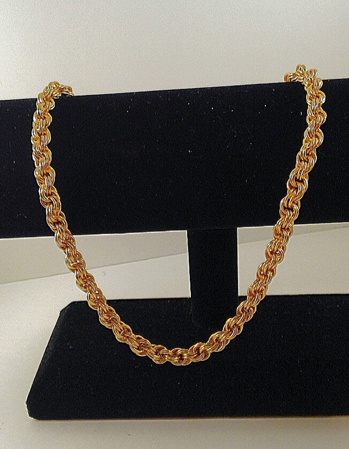 19 gold tone double spiral chain necklace Etsy
