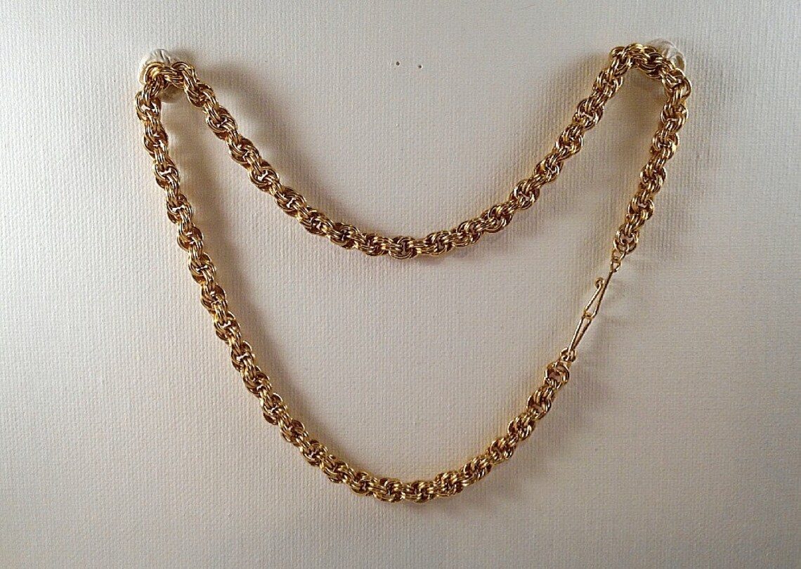 19 gold tone double spiral chain necklace Etsy