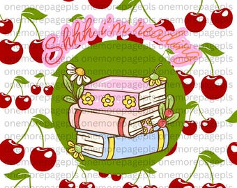 Schermata di blocco Kindle / Salva-e-reader con ciliegie e libri (download digitale) / carino e alla moda / Booktok / tiktok