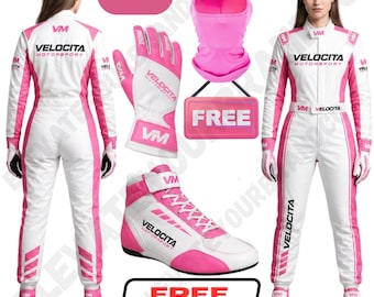 Women’s Pink Racing Suit Kit – Custom Go Kart Package with Shoes, Gloves & Free Balaclava