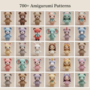 Mega Crochet Bundle 700+ Patterns,Huge Amigurumi&Toy,cow,rose,christmas,halloween,animals, elephants,bears valentine patterns,bunny patterns