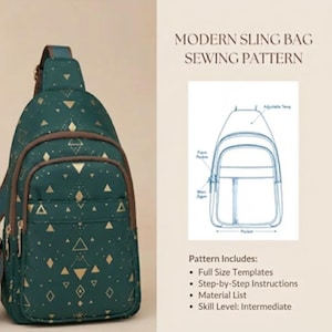 Sling Bag Sewing Pattern | Crossbody Backpack PDF Pattern | Small Backpack Pattern | DIY Sling Bag Tutorial | A4 Printable Sewing Pattern