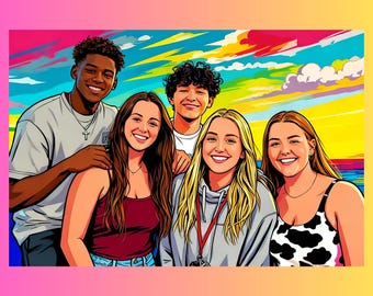 Portret w stylu pop-art | Żywa ilustracja rodzinna (do pobrania cyfrowego)