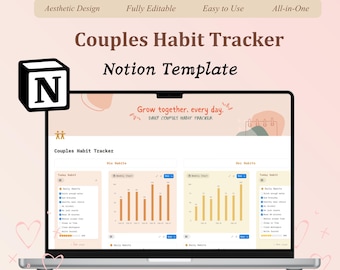 Monitor nawyków par | Szablon Notion na rok 2026 (do pobrania w wersji cyfrowej) | Styl życia | Dyscyplina