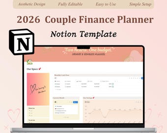 Panel finansowy dla par startowych | Notion Budget & Expense Tracker | Prosty miesięczny planer finansowy