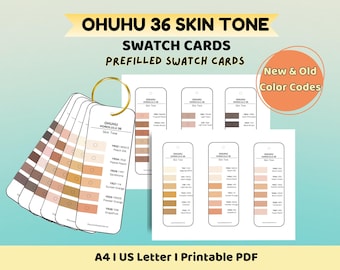 Ohuhu Honolulu 36 Skin Tone Swatch Cards (PDF Download)