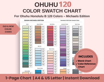 Ohuhu 120 Michaels Edition Swatch Chart | Printable Color Chart PDF | Old and New Color Codes | Honolulu B Series | A4 and US Letter