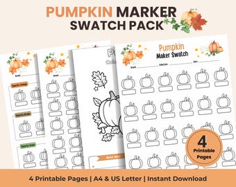 Pumpkin Marker Swatch Pack | Printable Alcohol Marker Color Chart | Halloween Coloring Worksheet | A4 and US Letter PDF